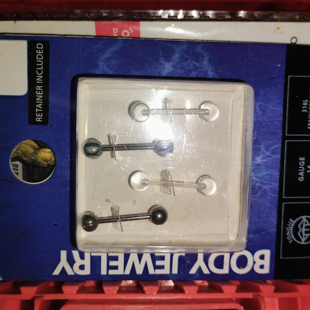 Body Jewelry Set with Black and Silver Barbells